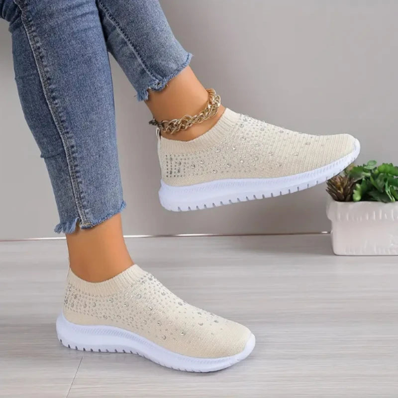 Basket Orthopédique Femme en Tissu Extensible avec Strass