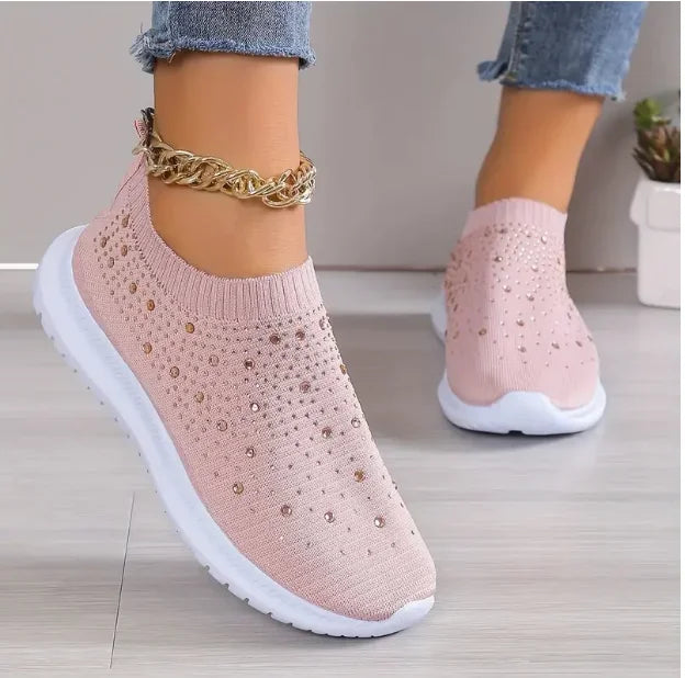 Basket Orthopédique Femme en Tissu Extensible avec Strass