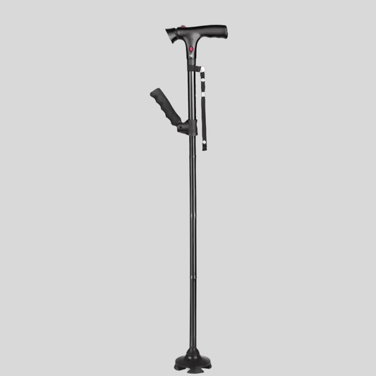 Canne Orthopédique à Quatre Pieds et Pliable avec Lampe LED Intégrée