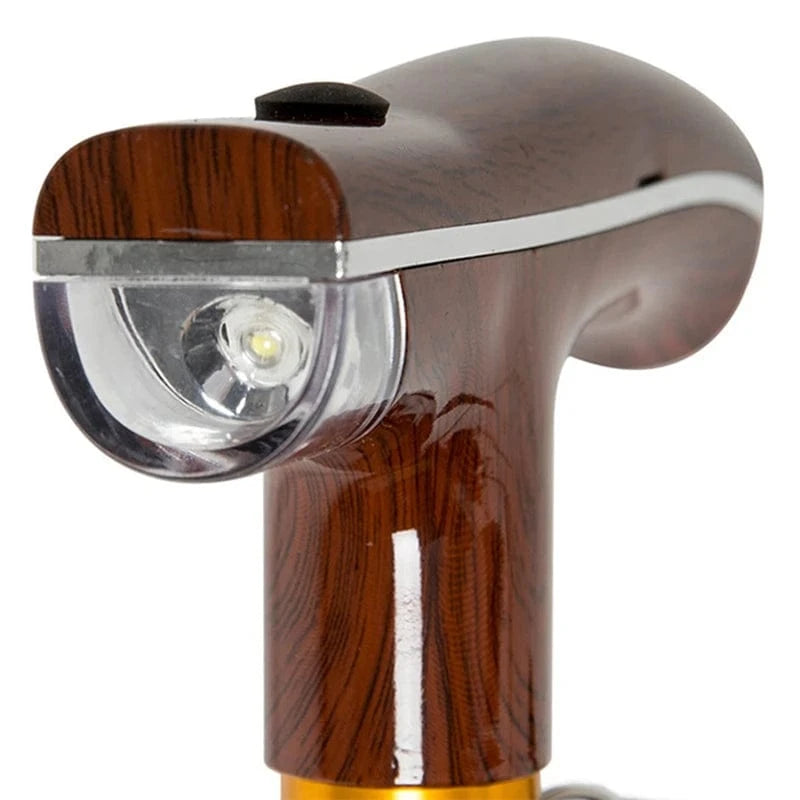 Canne Orthopédique Réglable en Bois avec Lampe LED