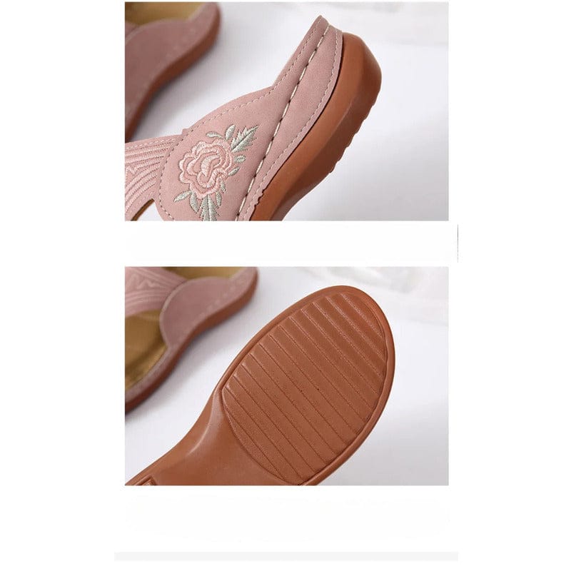 Claquette Orthopédique Bleue À Fleurs Inspiration Japonaise Pour Femme