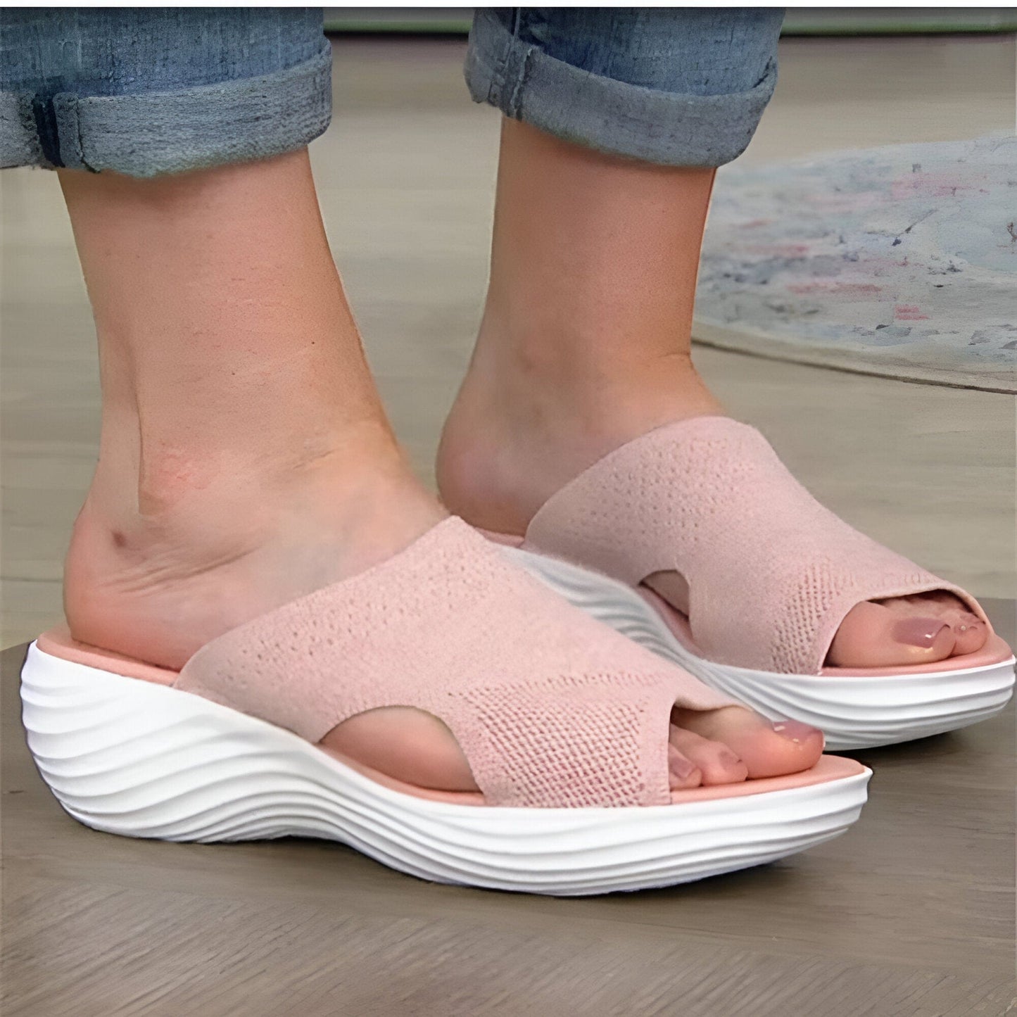 Claquette Orthopédique Femme Rose et Extensible