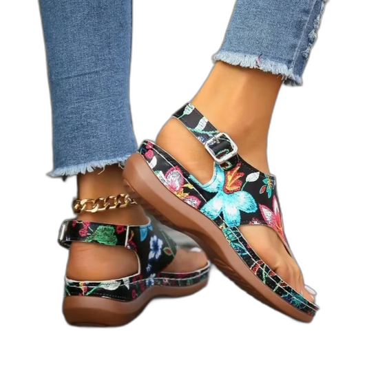 Tong Orthopédique Femme avec Motifs Floraux