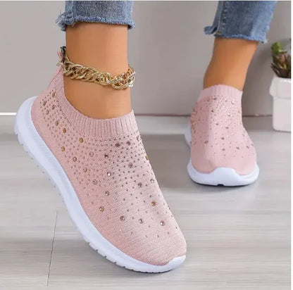 Basket Orthopédique Femme en Tissu Extensible avec Strass