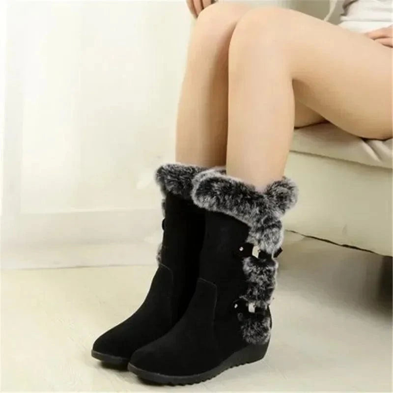 Botte Orthopédique Femme Doublée de Fourrure et à Talon