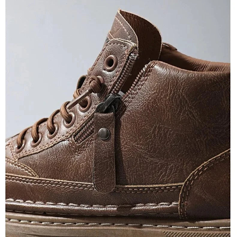 Botte Orthopédique Homme Style Lisse avec Semelle Haute