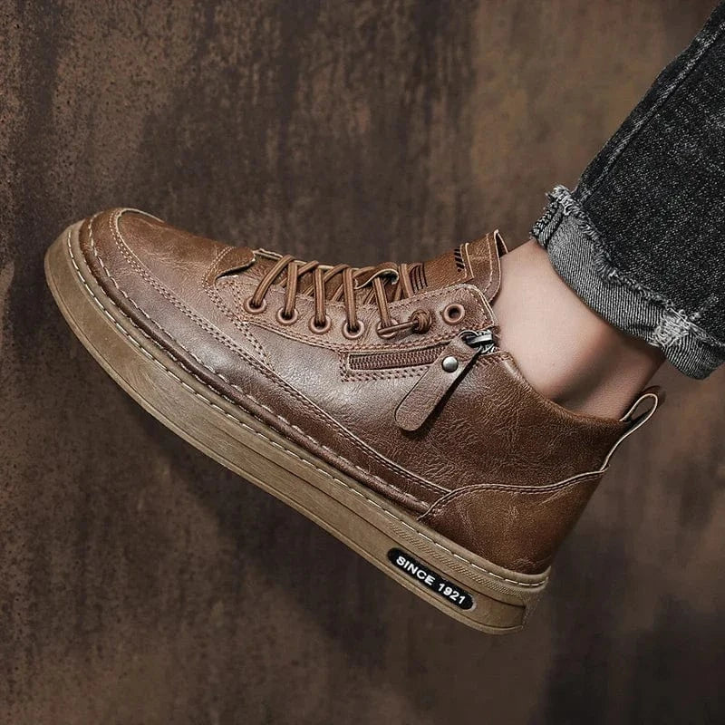 Botte Orthopédique Homme Style Lisse avec Semelle Haute