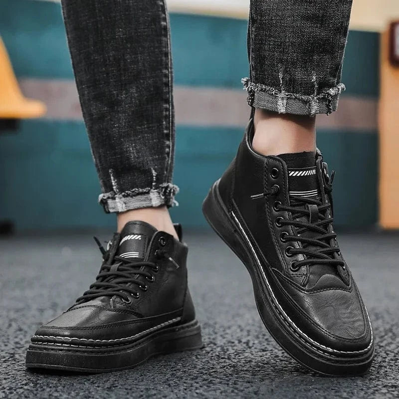 Botte Orthopédique Homme Style Lisse avec Semelle Haute