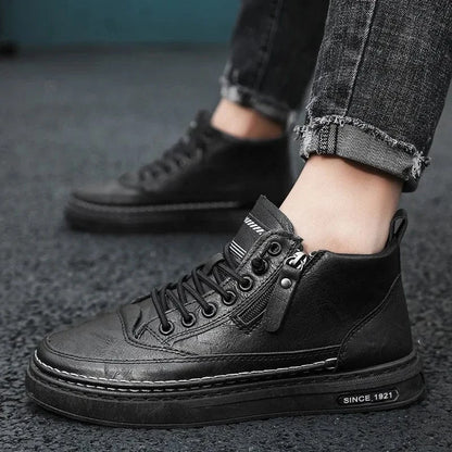 Botte Orthopédique Homme Style Lisse avec Semelle Haute