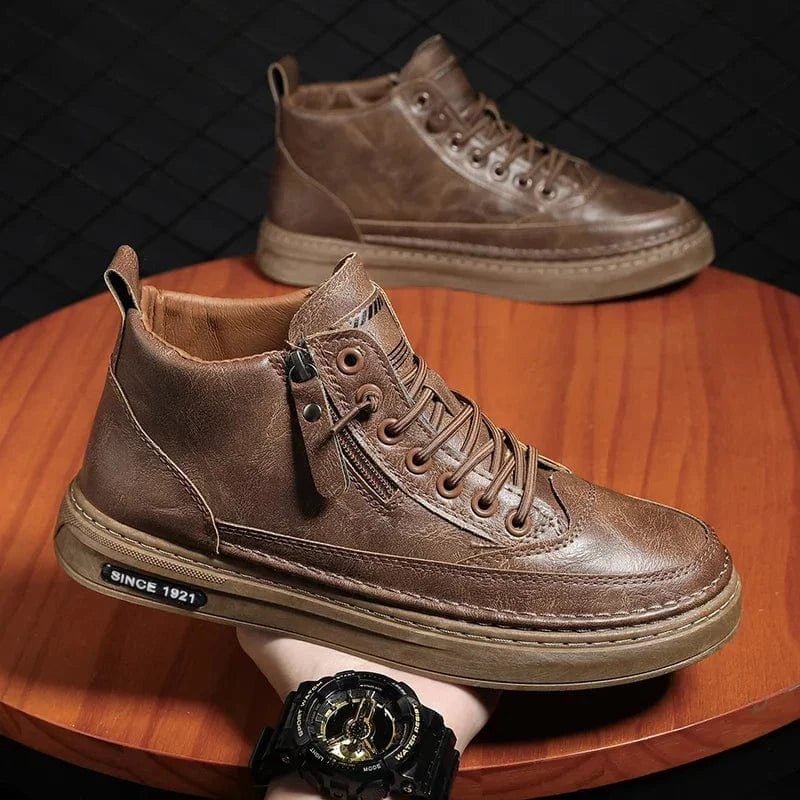 Botte Orthopédique Homme Style Lisse avec Semelle Haute