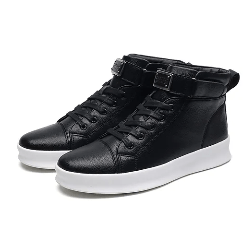 Botte Orthopédique Homme Style Motard en Simili Cuir