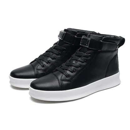 Botte Orthopédique Homme Style Motard en Simili Cuir