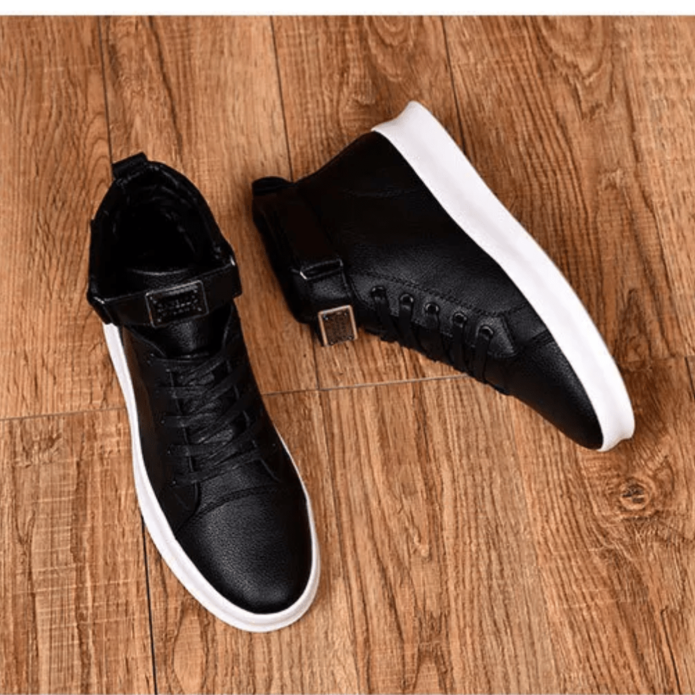 Botte Orthopédique Homme Style Motard en Simili Cuir