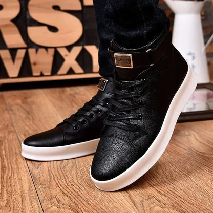 Botte Orthopédique Homme Style Motard en Simili Cuir
