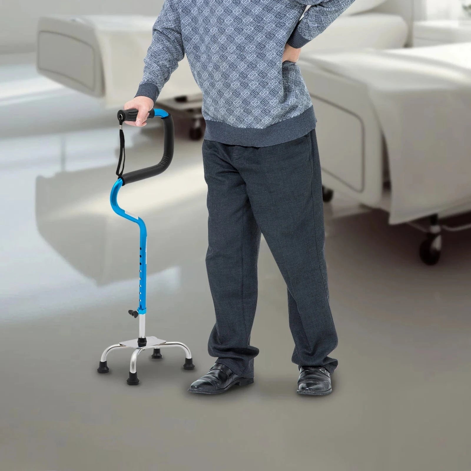 Canne Orthopédique Télescopique Pliable pour Personnes Âgées