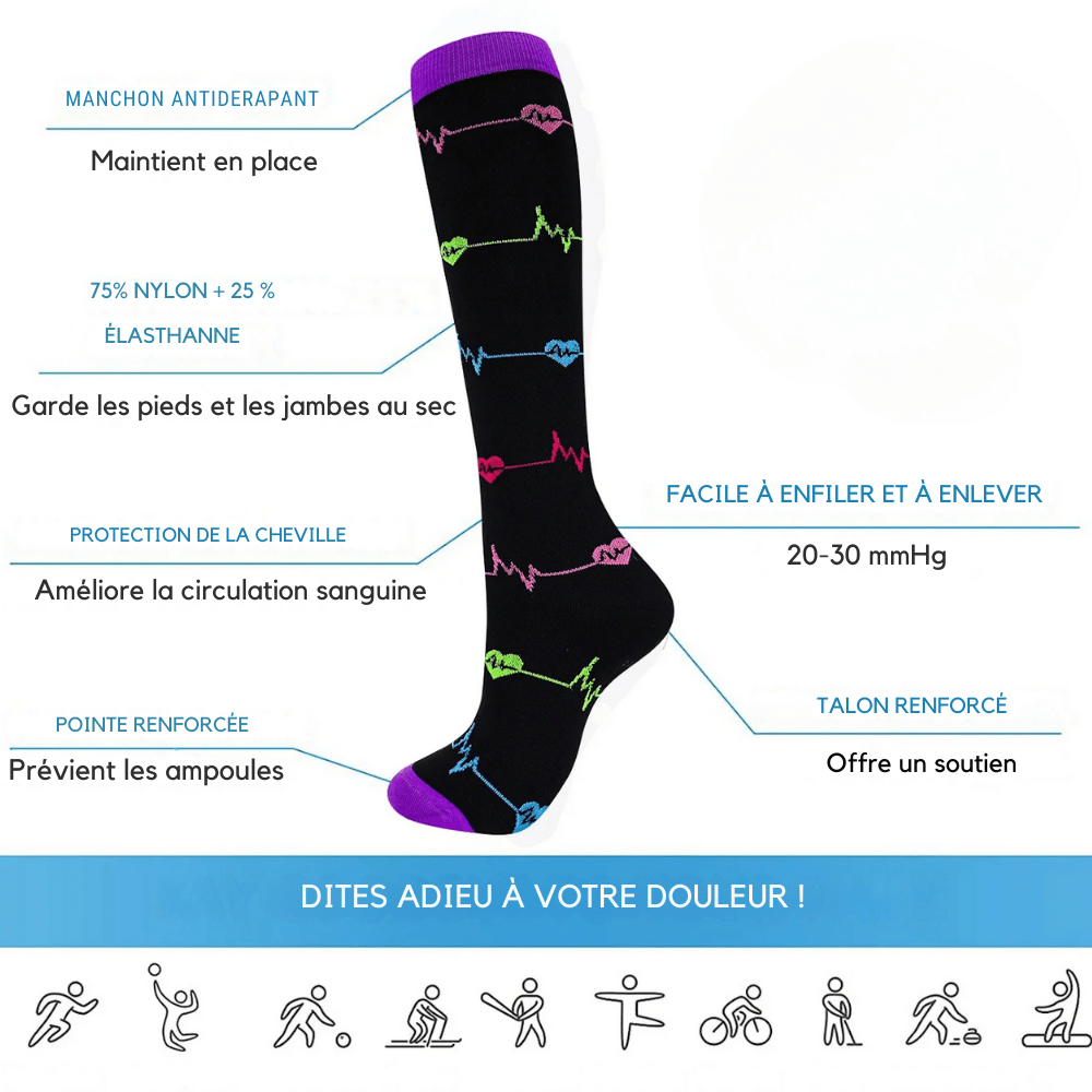 Chaussette Orthopédique Femme Montante à Pression Élastique