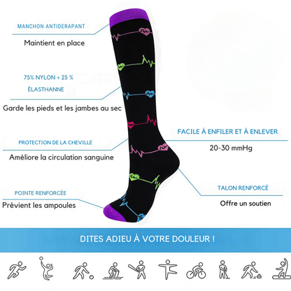 Chaussette Orthopédique Femme Montante à Pression Élastique