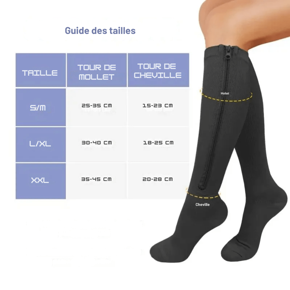 Chaussette Orthopédique Femme Montante avec Fermeture Éclair