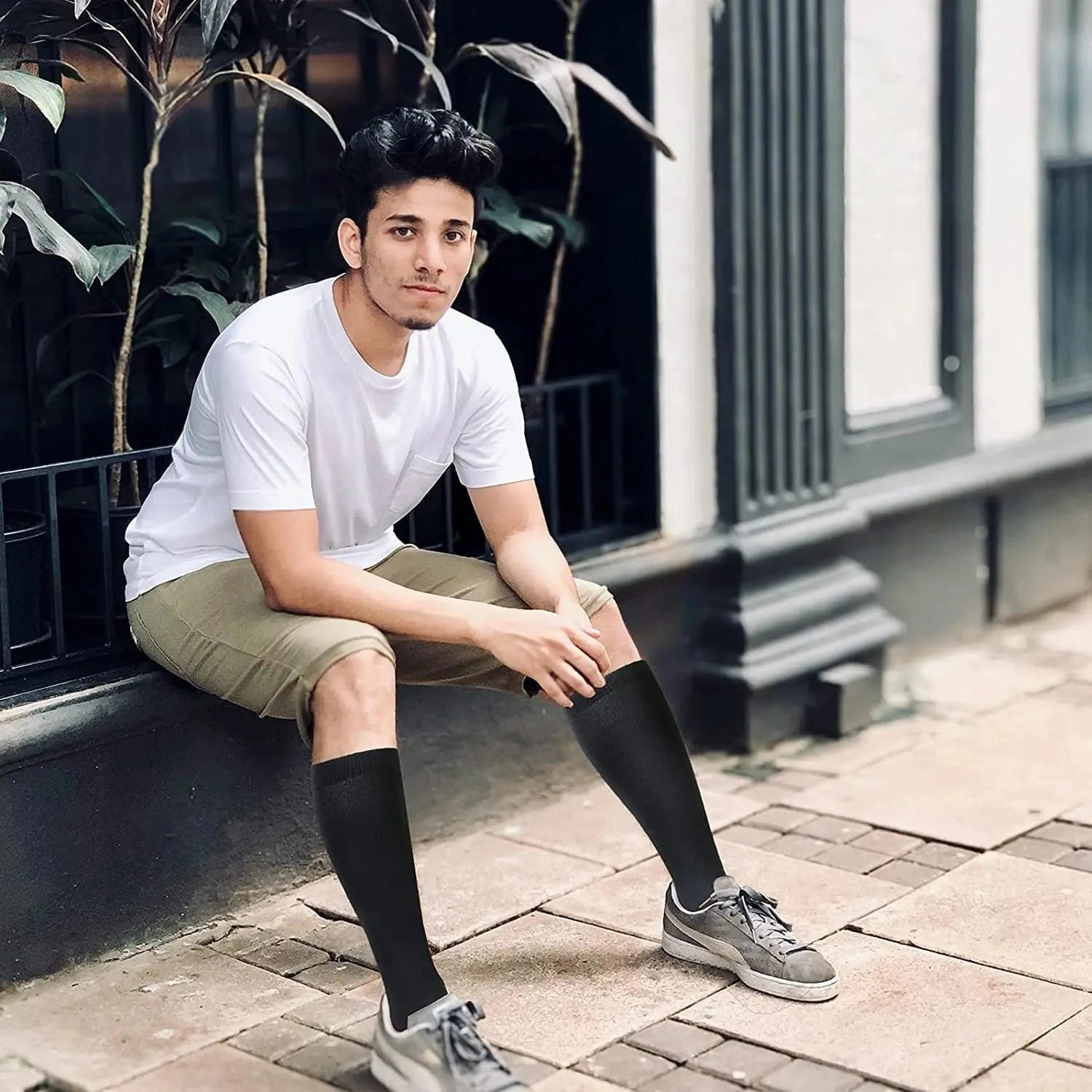 Chaussettes de Compression Homme Couleurs Unies