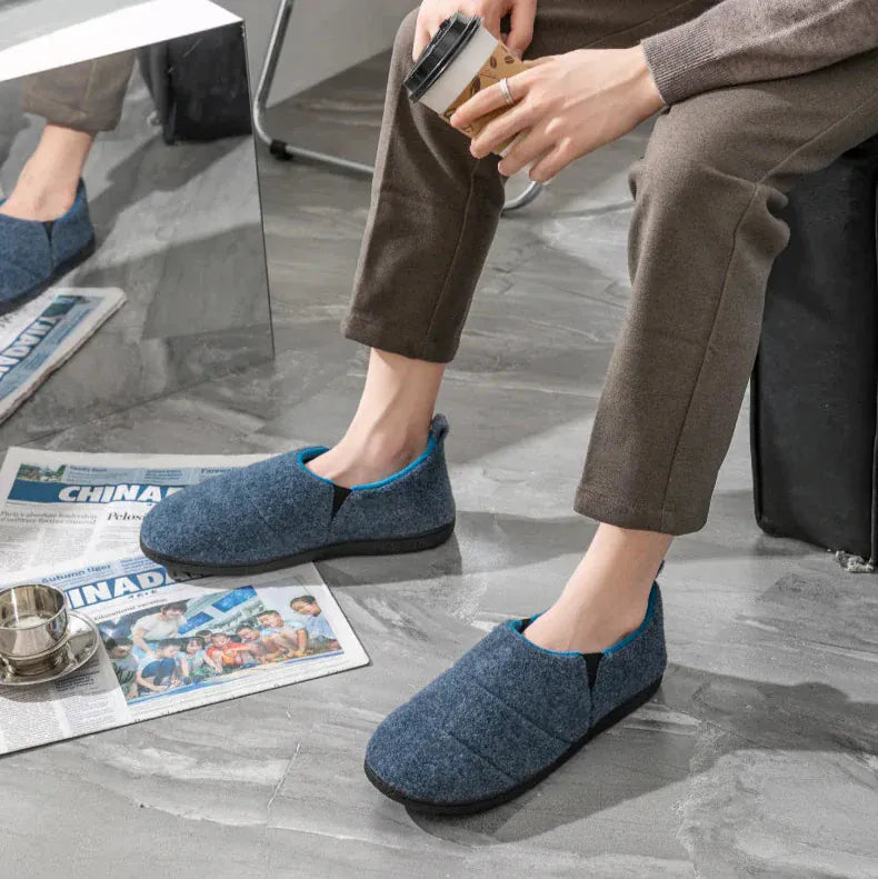 Chausson Orthopédique Façon Mocassin Bleu Marine pour Homme