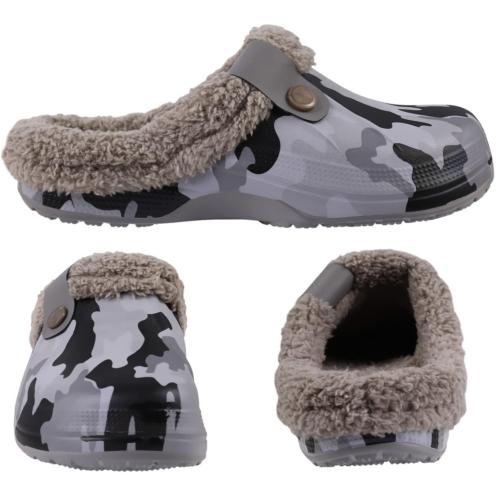 Chausson Orthopédique Homme Effet Camouflage Avec Intérieur En Fausse Fourrure