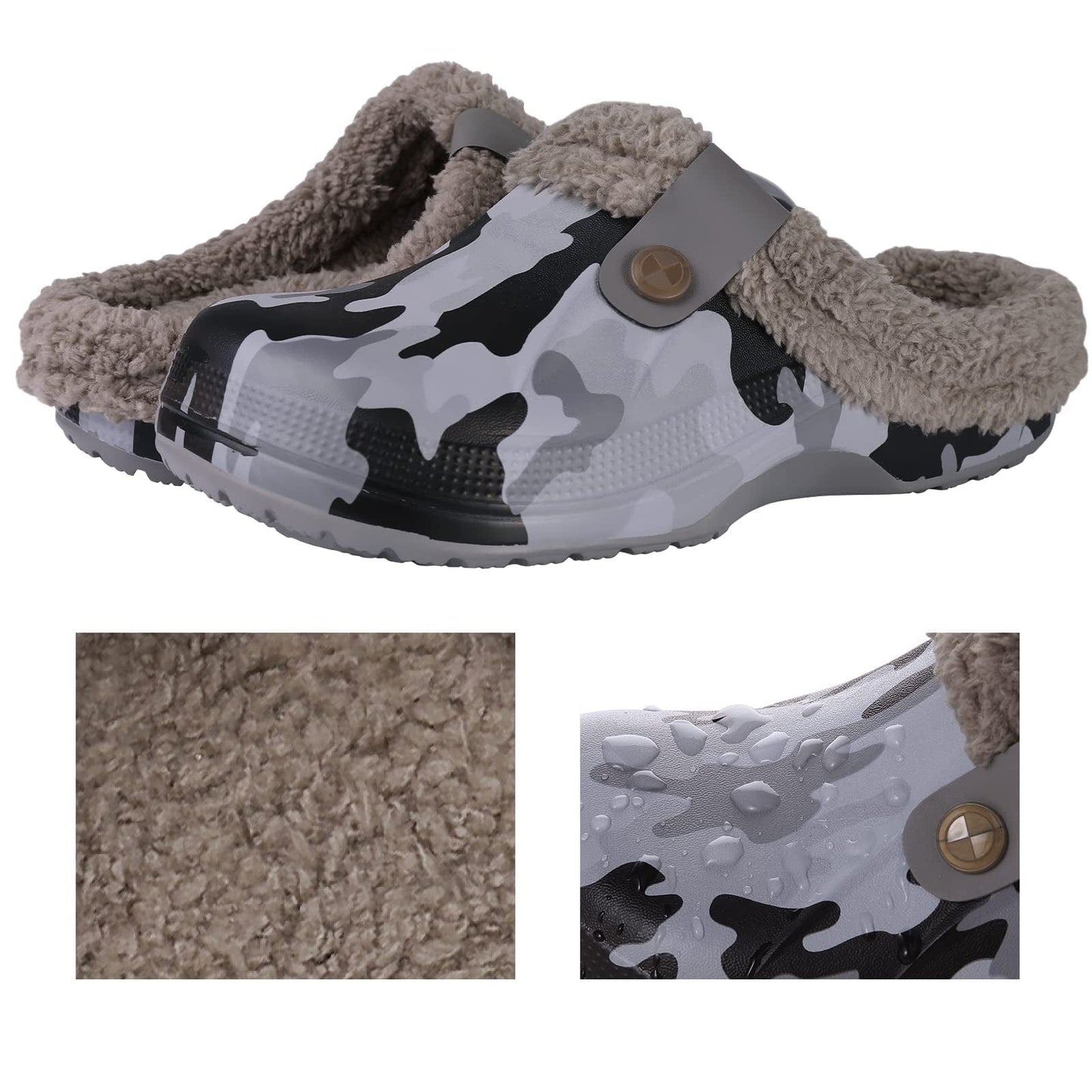 Chausson Orthopédique Homme Effet Camouflage Avec Intérieur En Fausse Fourrure