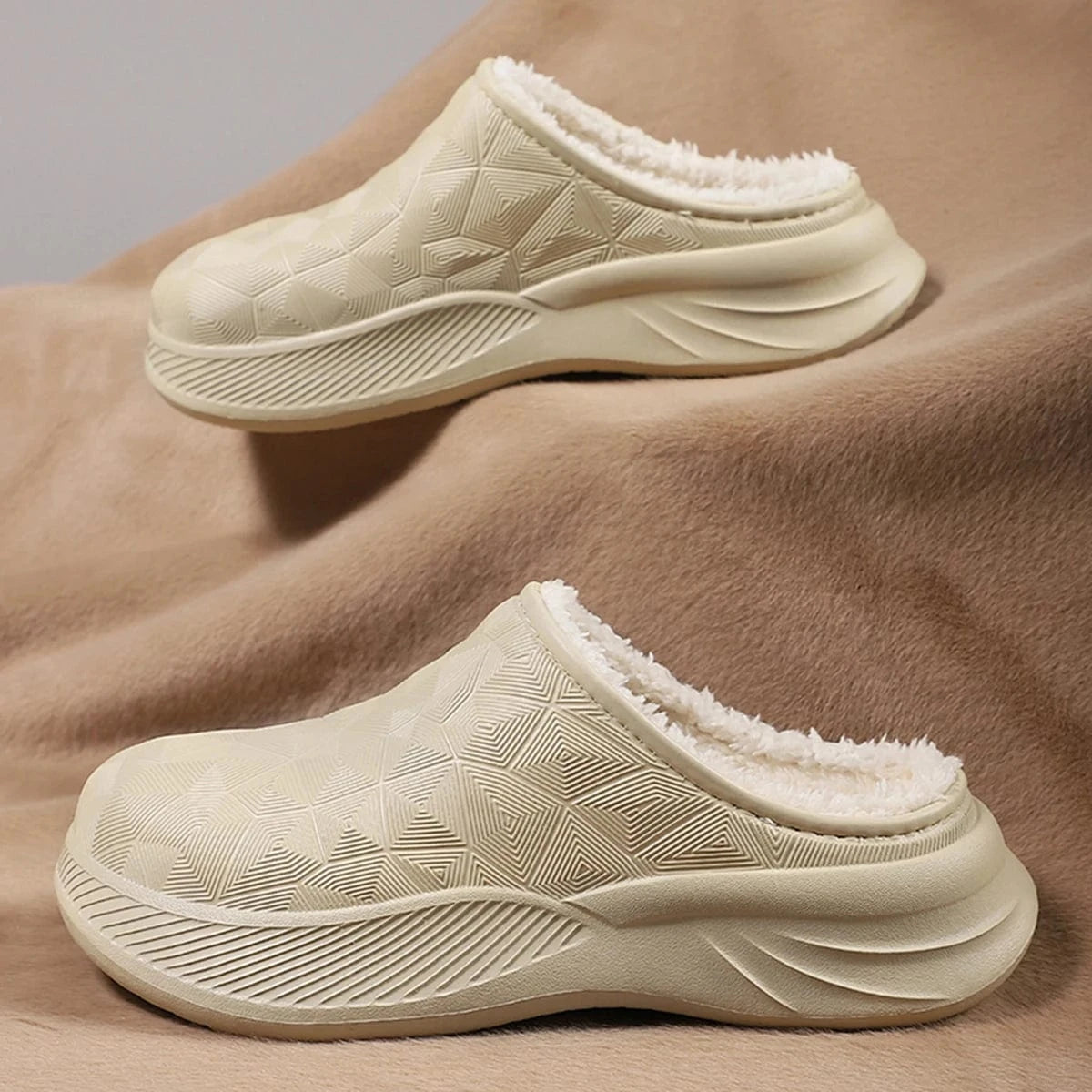 Chausson Orthopédique Homme Imperméable avec Intérieur en Fausse Fourrure