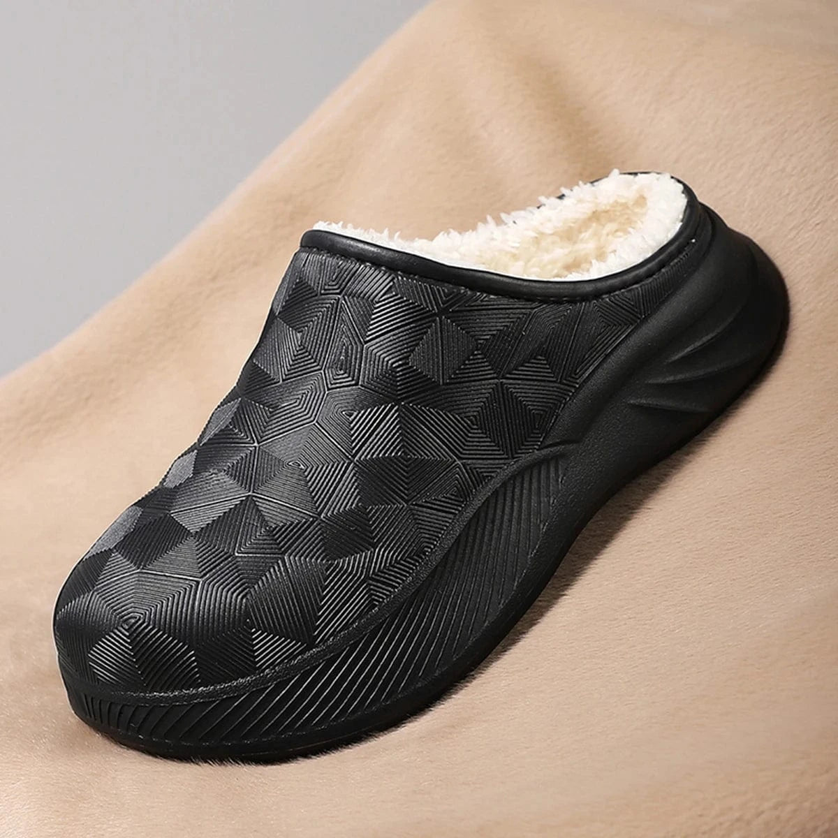 Chausson Orthopédique Homme Imperméable avec Intérieur en Fausse Fourrure