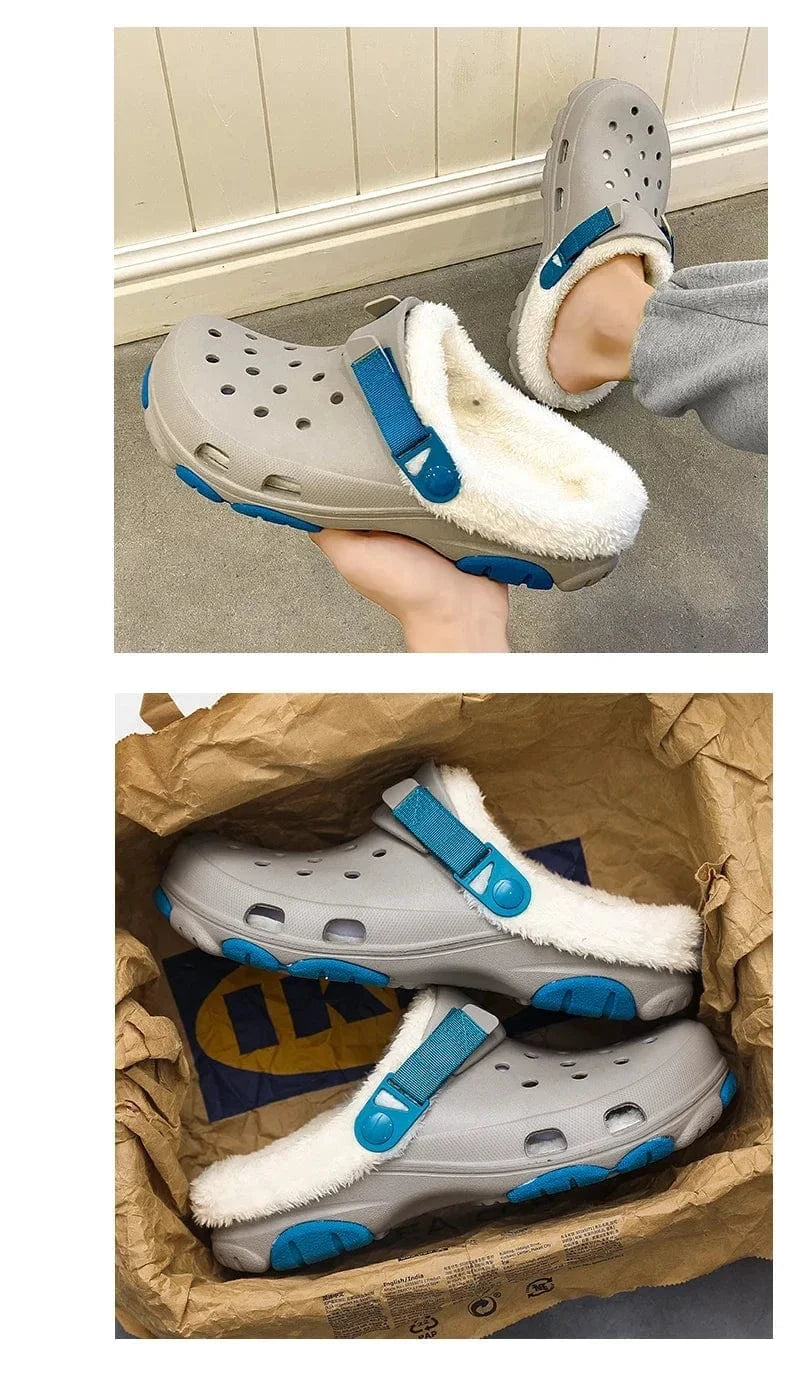 Chausson Orthopédique Homme Léger avec des Trous et Intérieur en Fausse Fourrure
