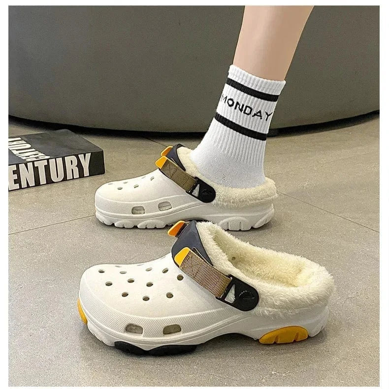 Chausson Orthopédique Homme Léger avec des Trous et Intérieur en Fausse Fourrure