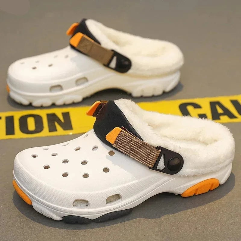 Chausson Orthopédique Homme Léger avec des Trous et Intérieur en Fausse Fourrure