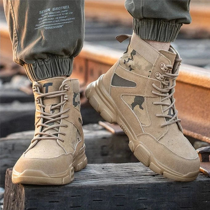 Chaussures de Sécurité Orthopédique Style Militaire avec Lacets