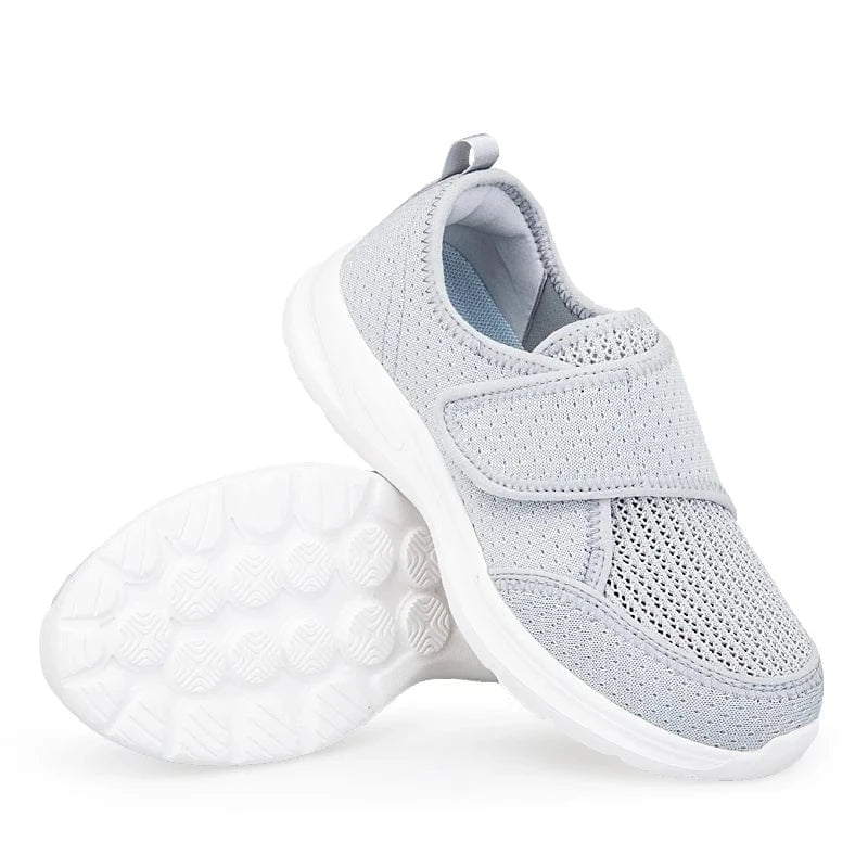 Chaussures Orthopédiques Grises à Scratch pour Femmes.
