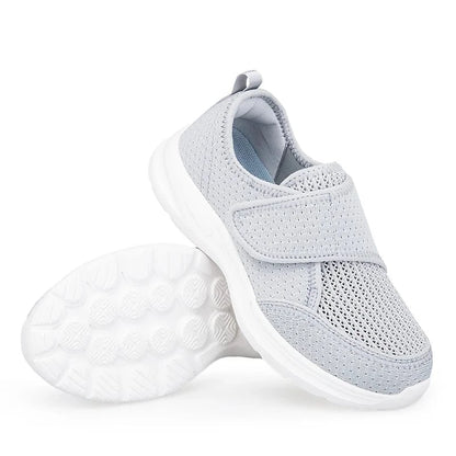 Chaussures Orthopédiques Grises à Scratch pour Femmes.