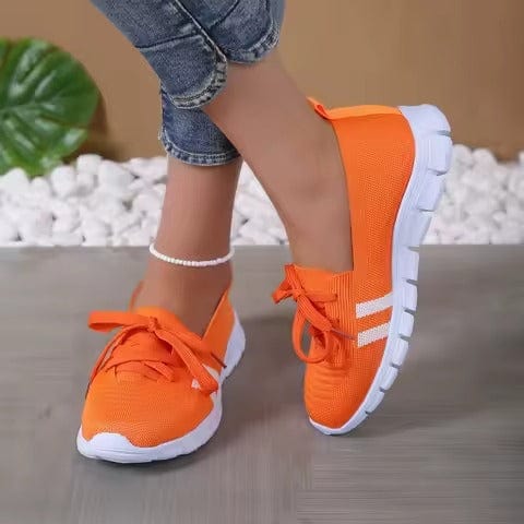 Chaussures Orthopédiques Oranges à Lacets pour Femme.