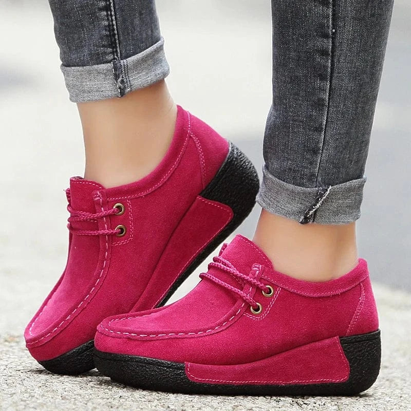 Chaussures Orthopédiques Rouges à Lacets pour Femme