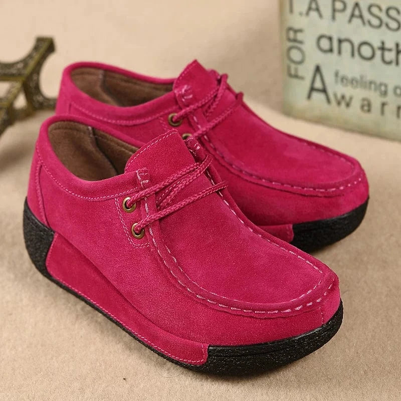 Chaussures Orthopédiques Rouges à Lacets pour Femme