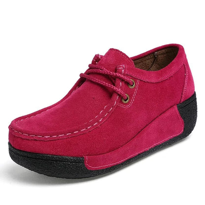Chaussures Orthopédiques Rouges à Lacets pour Femme