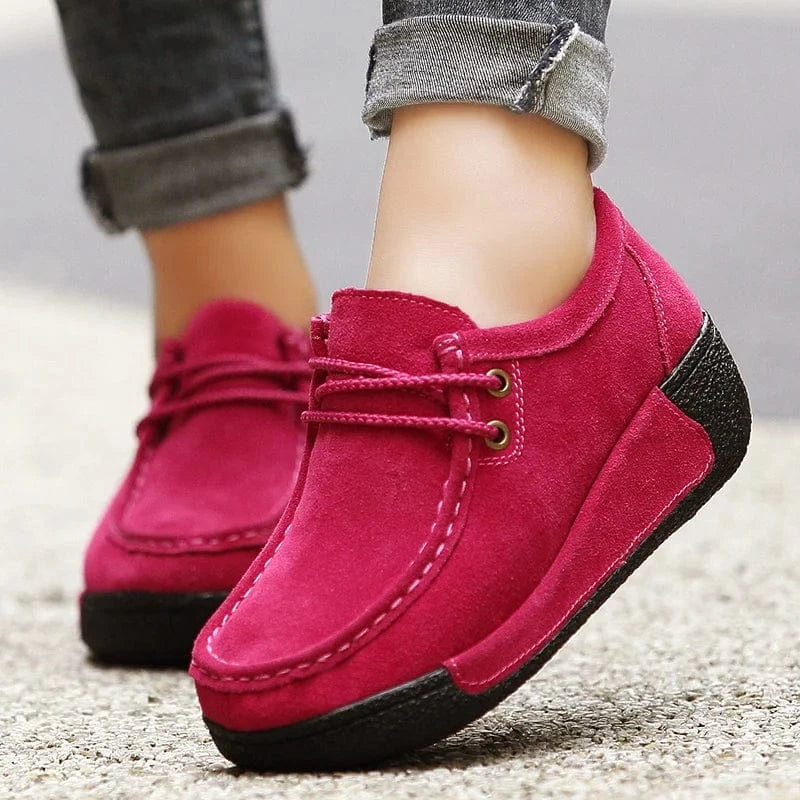 Chaussures Orthopédiques Rouges à Lacets pour Femme