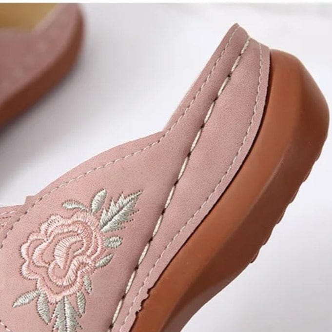 Claquette Orthopédique aux Fleurs Brodées pour Femme