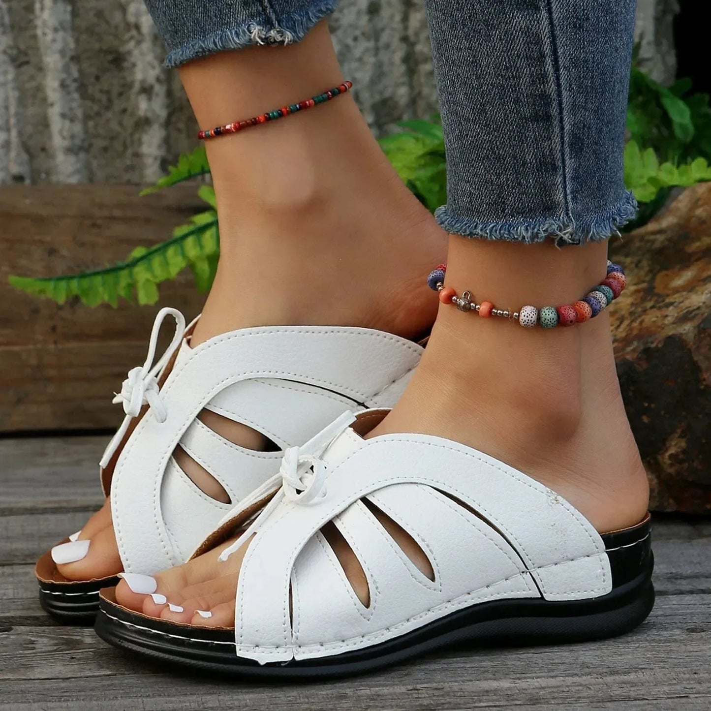Claquette Orthopédique Femme Compensée avec Lacets