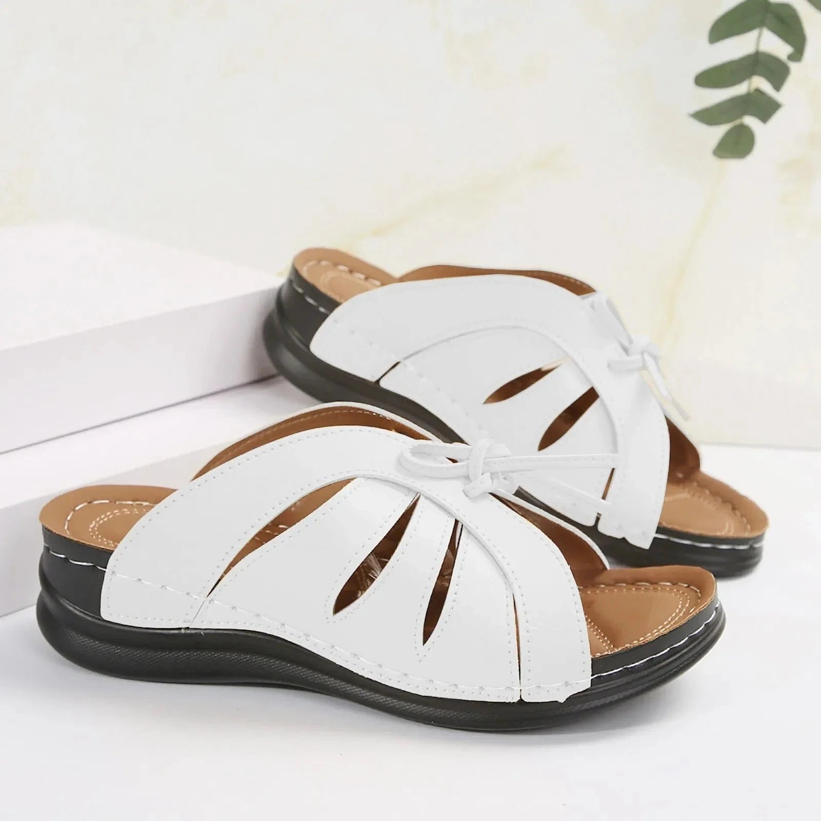 Claquette Orthopédique Femme Compensée avec Lacets