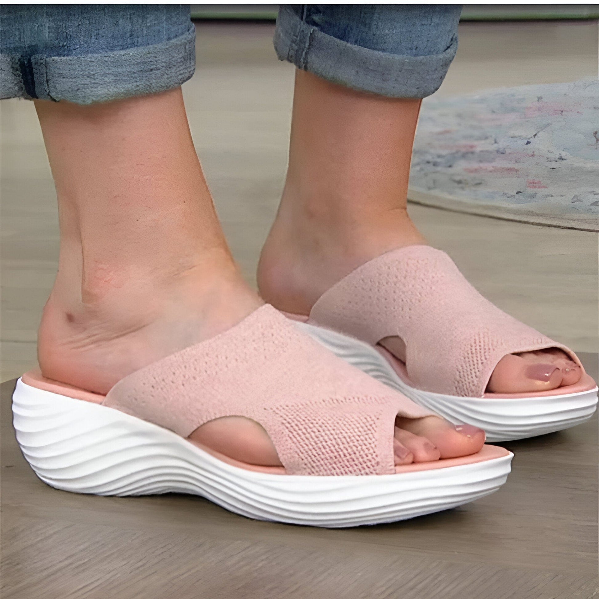 Claquette Orthopédique Femme Rose et Extensible