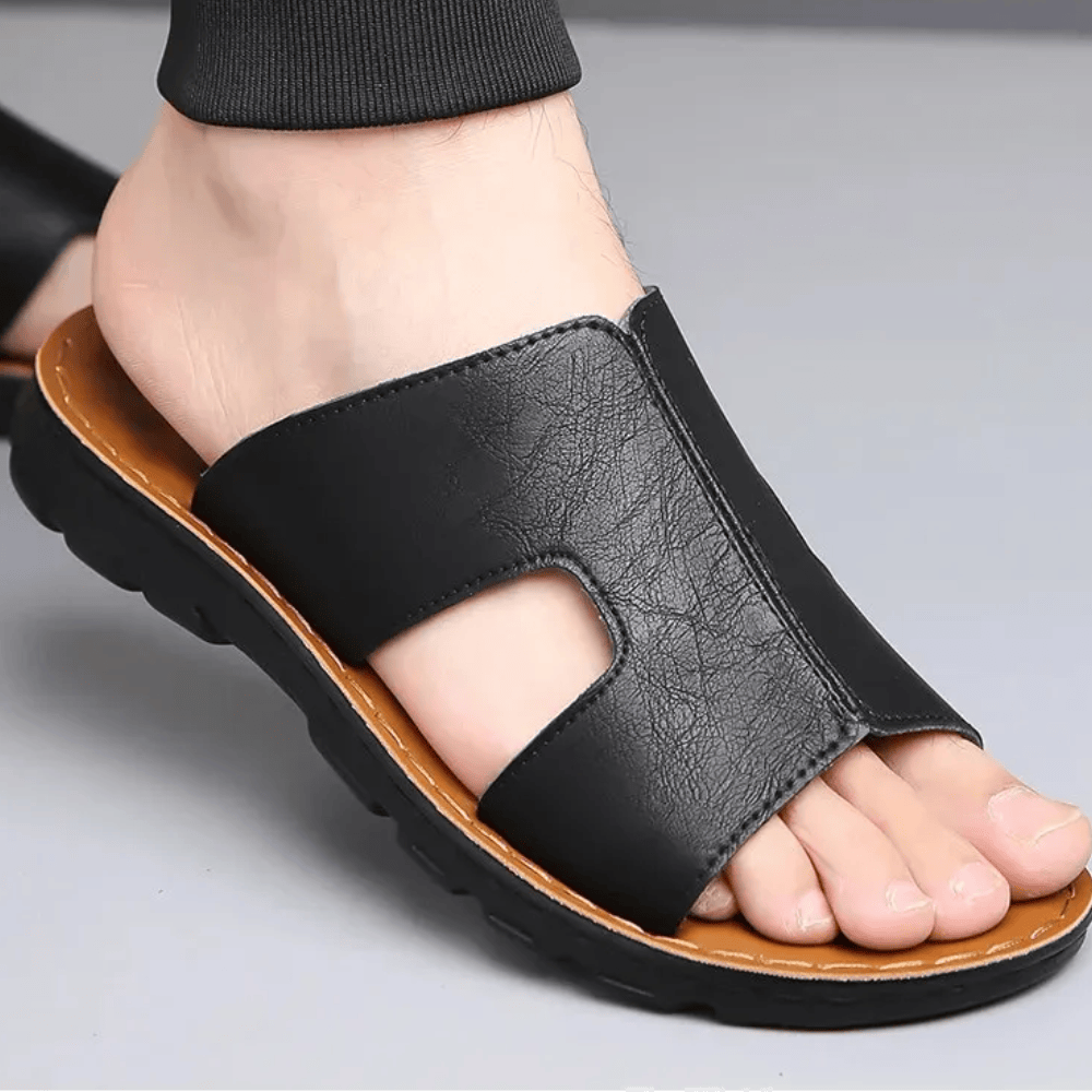 Claquette Orthopédique Homme en Cuir Aspect Luxueux