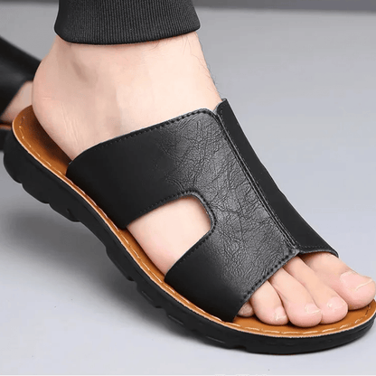 Claquette Orthopédique Homme en Cuir Aspect Luxueux