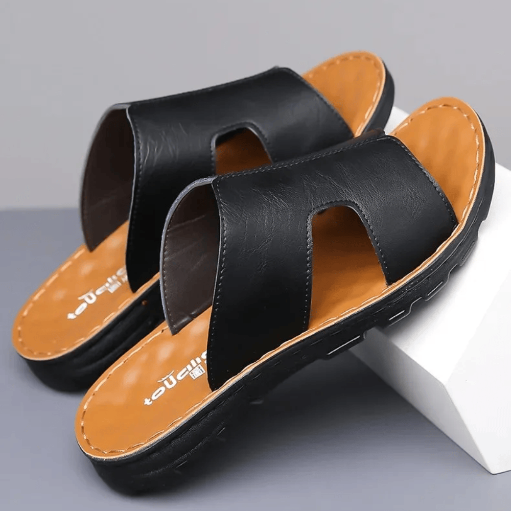 Claquette Orthopédique Homme en Cuir Aspect Luxueux