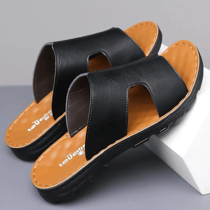 Claquette Orthopédique Homme en Cuir Aspect Luxueux