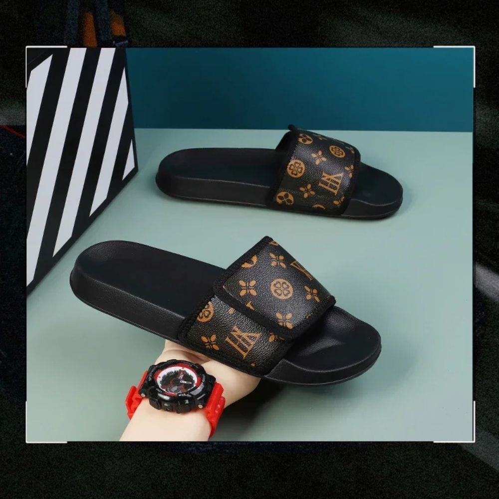 Claquette Orthopédique Homme en Similicuir avec Des Motifs