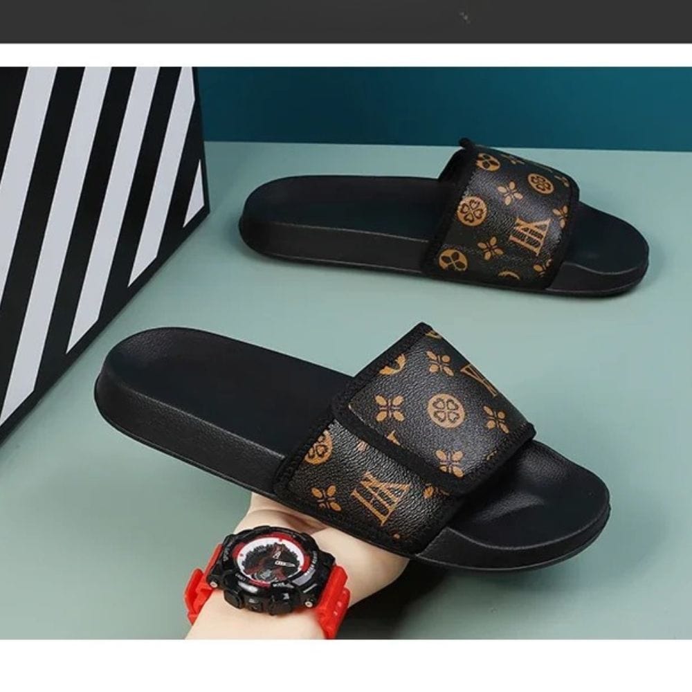 Claquette Orthopédique Homme en Similicuir avec Des Motifs
