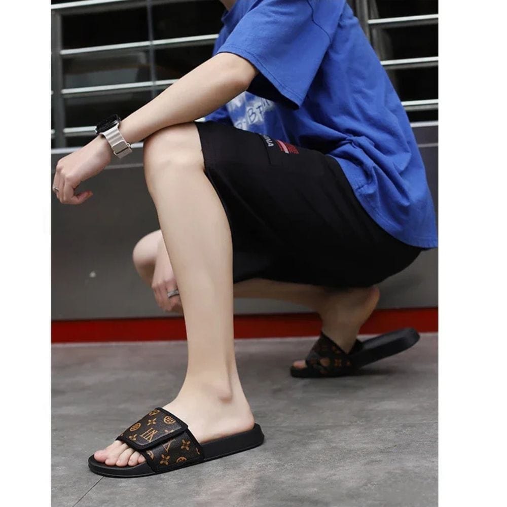 Claquette Orthopédique Homme en Similicuir avec Des Motifs